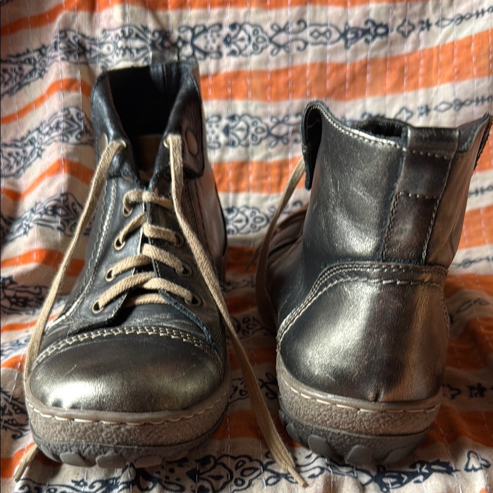 Metallic Silver High-Top Sneakers